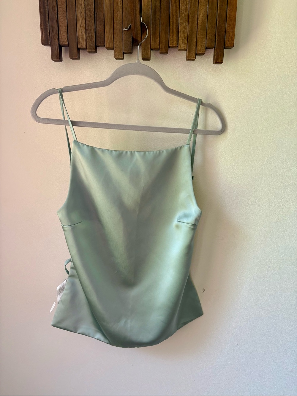Zara Backless Satin Spaghetti Strap Camisole in Mint Green NWT L
